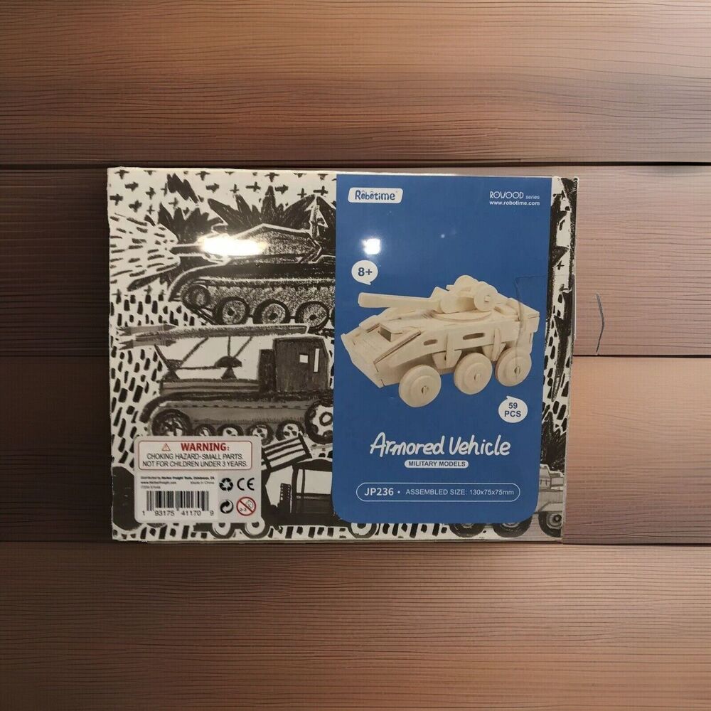 Robotime Roowood Armored Vehicle 3D Wood Puzzle Military Model JP236 59 Pcs